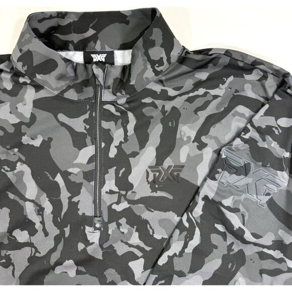 PXG Mens Essential Fairway 1/4 Zip Golf Pullover Shirt Size Small Black Camo - Picture 2 of 13